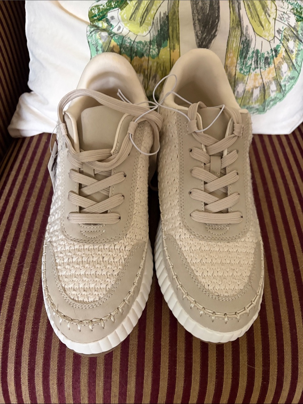 dv dolce vita ivory Woven Casual Sneakers